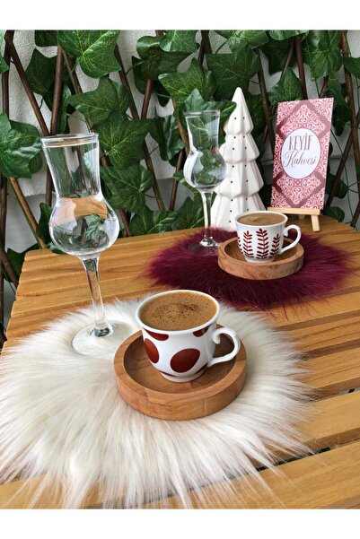 zeynepin dükkanı 2’li Kahve Çay Servis Sunum Orta Boy Tüylü Supla20 Cm