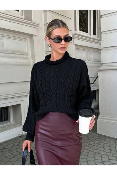 Kokosh moda Bluză din tricot cu mânecă lungă pe jumătate cu gât