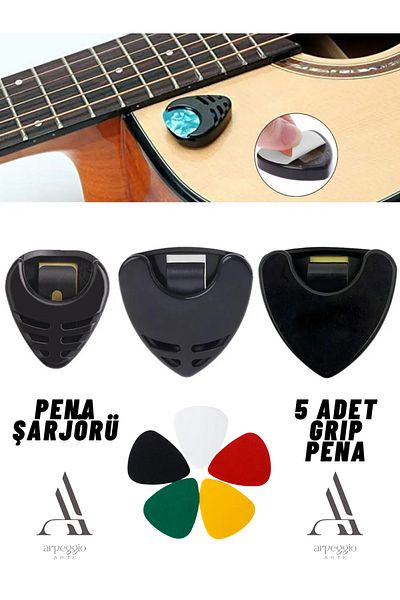 miletus Guitar Adhesive Plectrums Holder Pick Holder with 5Pcs Grip Plectrums Gift - Arpeggio Arte