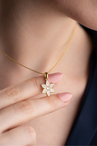 Silvano Jewelry 925 Ayar Gümüş Nergis Çiçeği Gold Kolye
