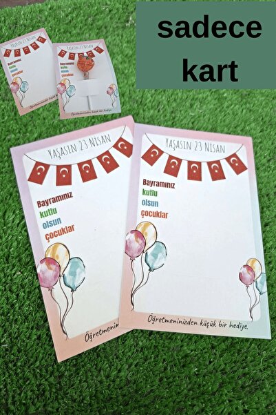 Emtory Home 10 Adet | 23 Nisan Hediye Kartı - Lollipop Kartı - 23 Nisan Tebri...