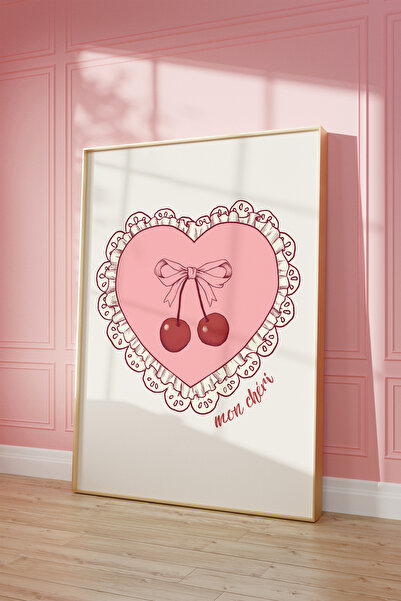 Vinca Prints Pink Bows Coquette Estetik Poster, Pinterest Estetik Poster, Ma Cherie Poster, Cherry Poster