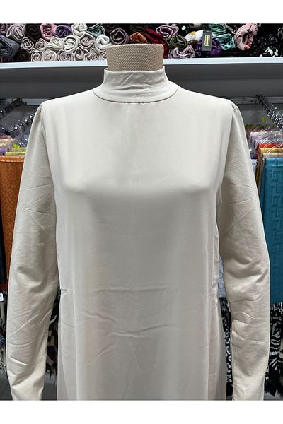 Zeynep Butik Туника Efraze с дълъг ръкав и яка отпред от шифон, пениран памук, 777 1648