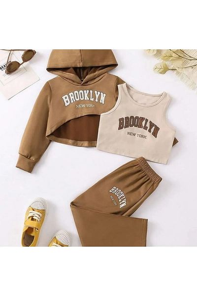 npLStore Детски комплект от 3 части с щампа и къс анцуг