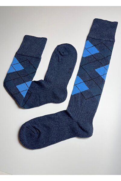 Rumon Towel Based Plaid Knee High Socks