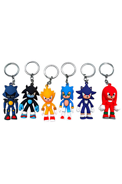 EXENET Kirpi Sonic Anahtarlık 6'lı Özel Seri Hediyelik Aksesuar Çanta Süsü Şi...