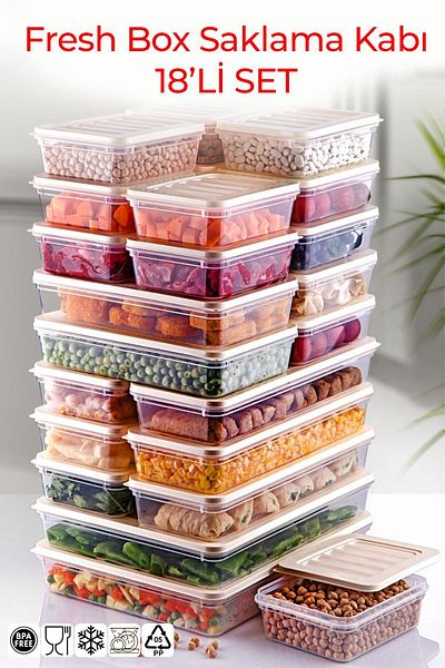 Palica 18-Piece Storage Container Set - Microwave and Freezer Compatible - Ideal Dowry Set for Food Storage