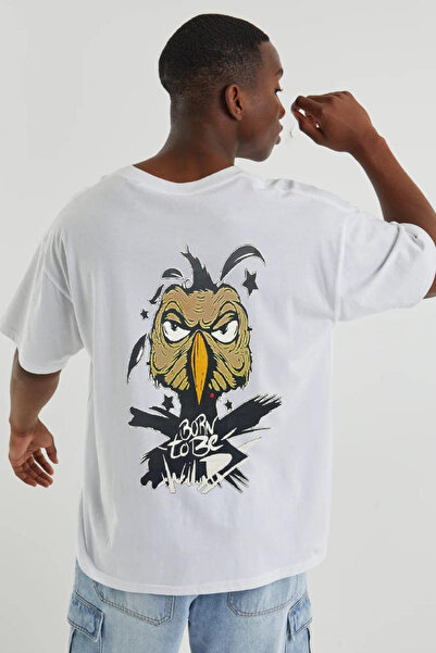 FECCY Tricou oversize din bumbac cu imprimeu Born To Be