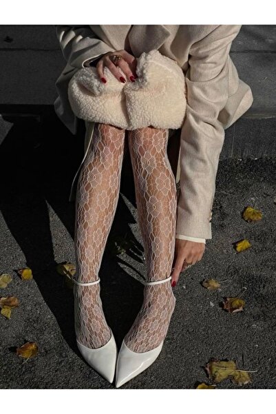 Butik لوليتا جوارب طويلة شبكية مطبوعة بالزهور