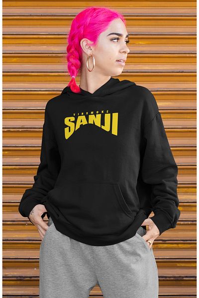 Fuddy Moda Hanorac One Piece Sanji cu imprimeu pe spate, Hanorac unisex oversize cu imprimeu Anime