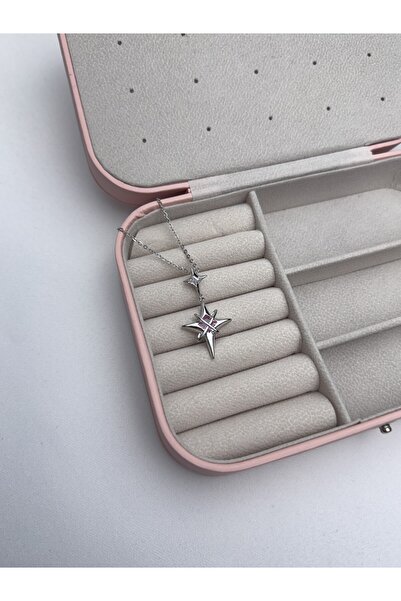 lilith accesuary Zirkon Taşlı Pembe Kutup Yıldızı Kolye, Çelik Kolye, Hediye ...