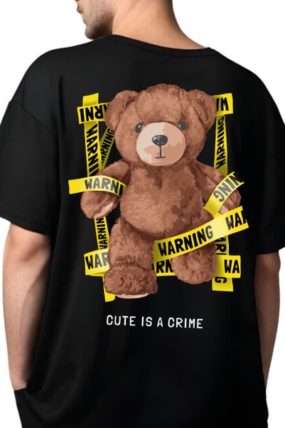 FECCY Tricou oversize din bumbac cu imprimeu Cute Is A Crime