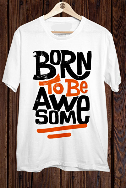 FECCY Tricou oversize din bumbac cu imprimeu BORN TO BE AWESOME