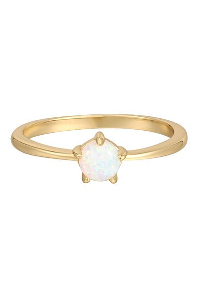 Rafaela Donata Silberring Ring Sterling Silber gelbgold Opal (synth.) weiß