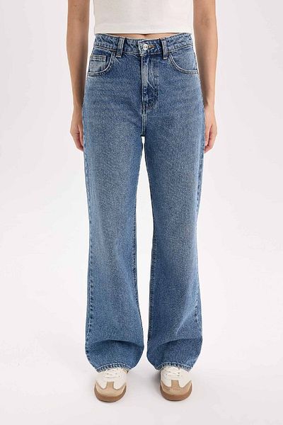 DeFacto 90er-Jahre-Jeanshose mit weitem Bein und hoher Taille und weitem Bein D7961ax