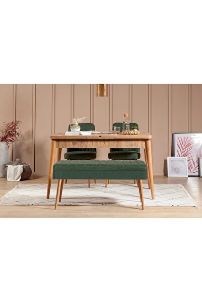 Vivense VİNA AÇILIR MUTFAK MASASI TAKIMI, ATLANTİK YEŞİL 1070, 130x80