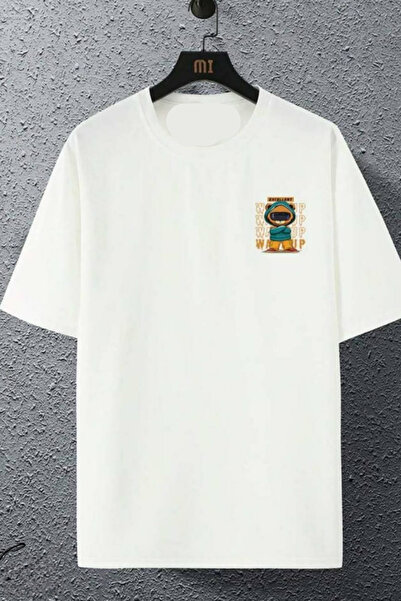 FECCY Tricou oversize din bumbac cu imprimeu Excellent Wake Up
