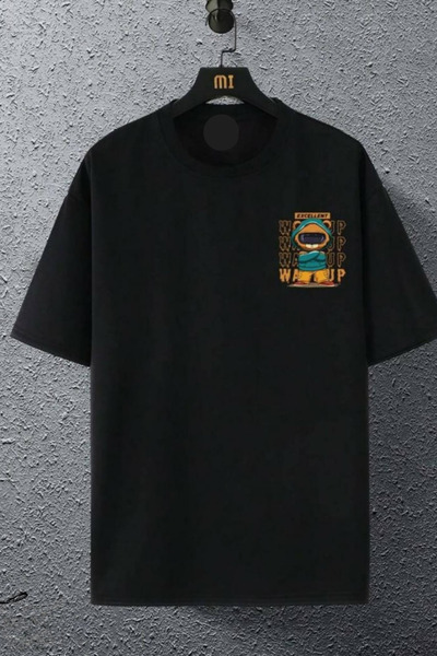 FECCY Tricou oversize din bumbac cu imprimeu Excellent Wake Up