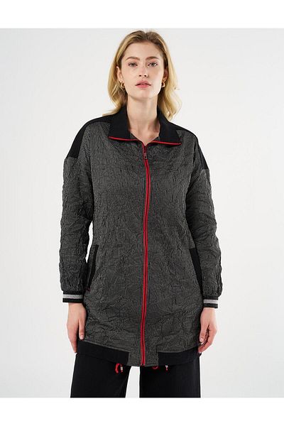 Kayra Jachetă Garnish Denim cu aspect șifonat Negru