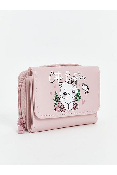 LC Waikiki Pink Cat Printed Girl's Wallet
