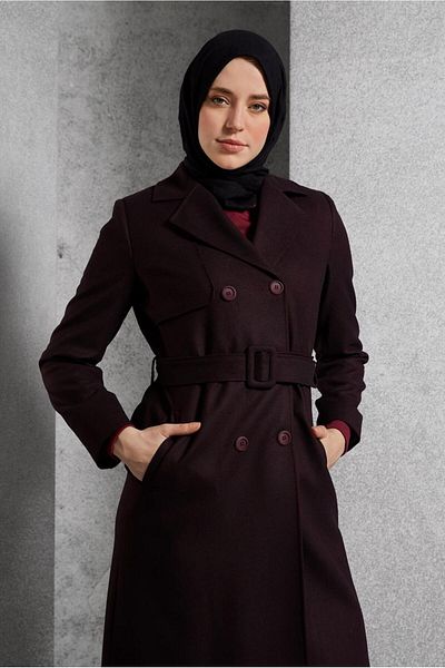Alvina 10932 Model Belted Trench Coat