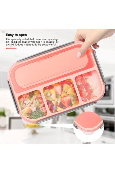 COOYA 4-Compartment Lunch Box, Bpa-Free, With Cutlery, Food-Safe, 1300 Ml, Dishwasher and Microwave Safe