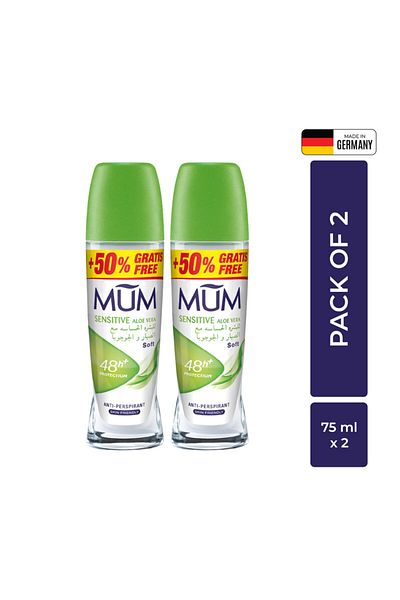 MUM Sensitive Aloe Vera Roll-on Deodorant – 75ml – Pack Of 5 – 48h Odor Protection, Alcohol Free, Gentle