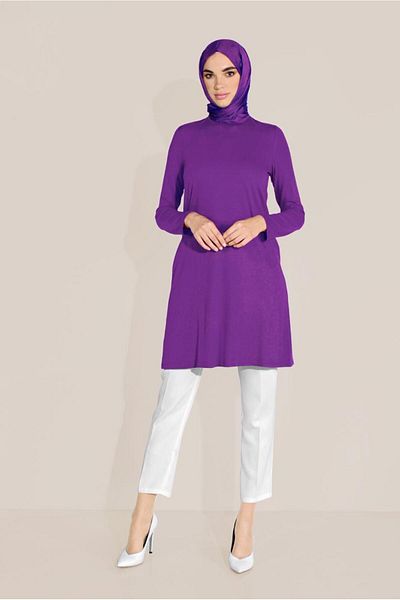 TRENDTESETTÜR Women's Plum (Lilak) Knitted Viscose Tunic 40825
