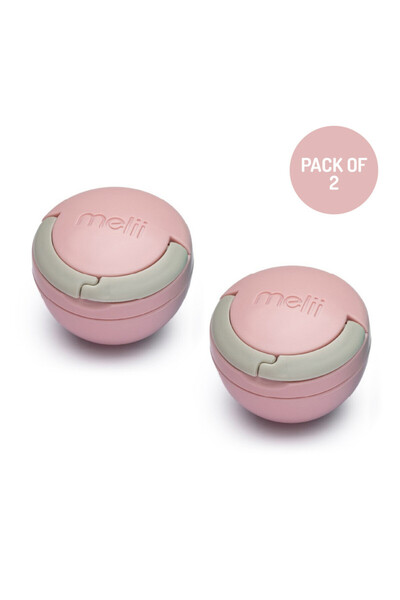 Melii علبة حامل اللهاية خالية من مادة BPA باللون الوردي، عبوة من قطعتين