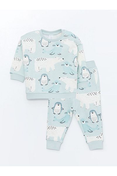 LC Waikiki Lcw Crew Neck Baby Boy Sweatshirt and Pants 2-Piece Set Fast Fashion