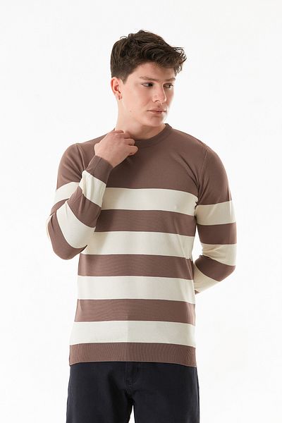 Fulla Moda Πλεκτό πουλόβερ με ριγέ Crew Neck