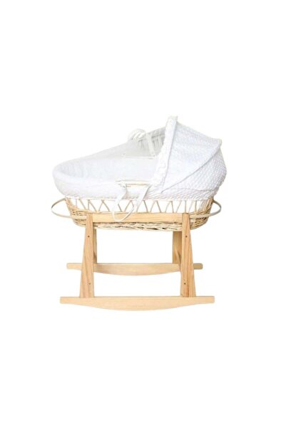 IQTENA مهد للأطفال حديثي الولادة مع قاعدة خشبية هزازة