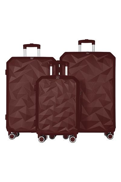 PARAJOHN Crystone Luggage Trolley Set 3 Pcs  ABS-BURGUNDY