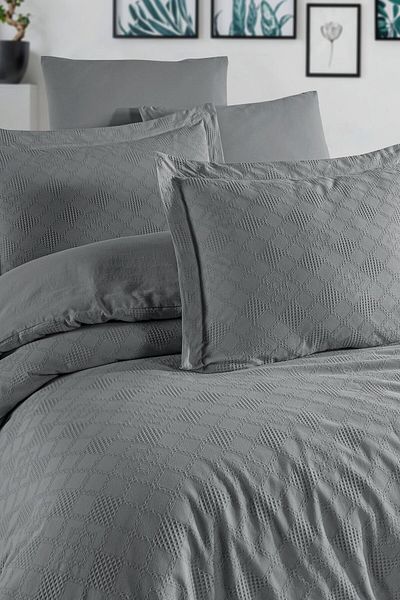 Sudem Home Collection Premium Jacquard Gray Double Dowry Bedding Set
