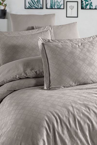 Sudem Home Collection Premium Jacquard Double Dowry Bedding Set - Mink