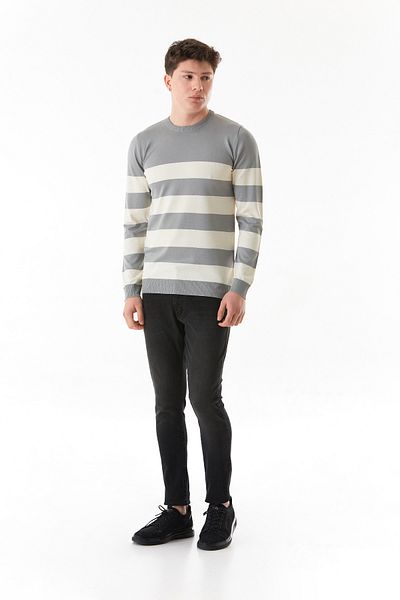 Fulla Moda Πλεκτό πουλόβερ με ριγέ Crew Neck