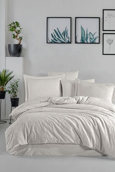 Sudem Home Collection Double Premium Jacquard Dowry Bedding Set Stone