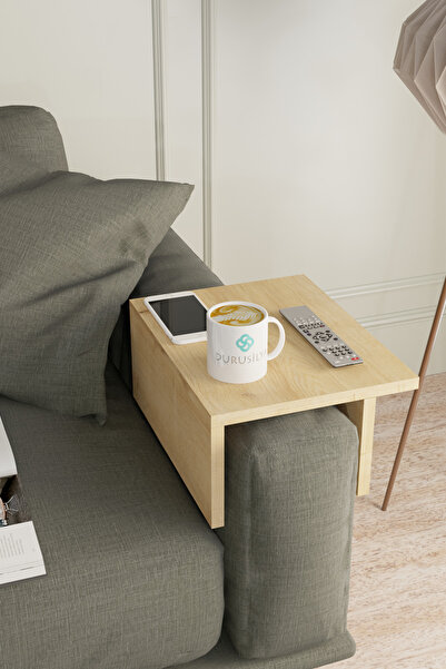 Durusilya Koltuk Yan Sehpa Kolçak Sehpası Meşe Renk Kolçak Yan Sehpa Meşe