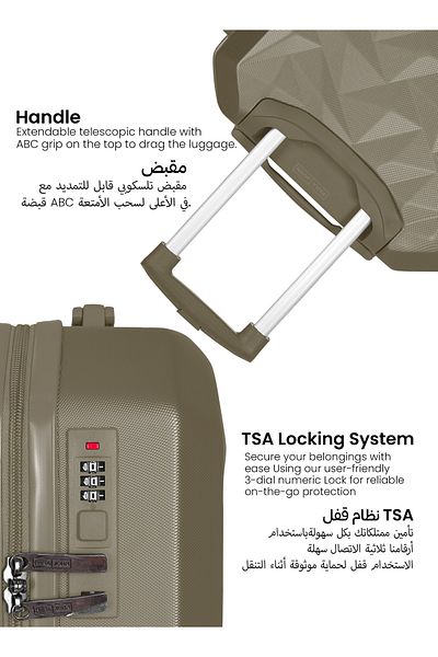 PARAJOHN مجموعة حقائب سفر كرايستون 3 قطع ABS-أخضر عسكري