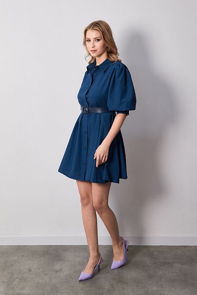 Fulla Moda Φόρεμα με μπαλόνι με γιακά πουκάμισο με ζώνη