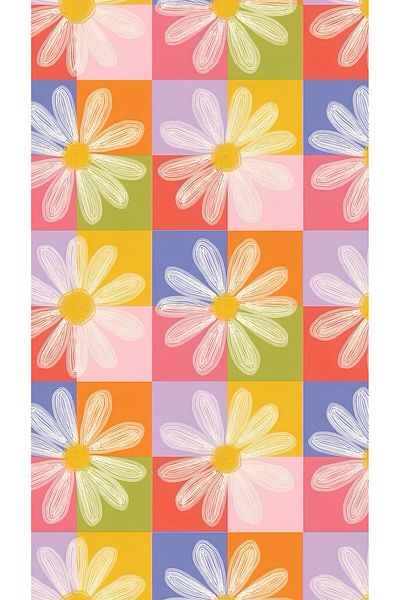 Rana İkra Art Colorful Square Patterned Floral Themed Gift Wrap Paper (10 Pieces) (32.9*50 cm)