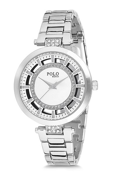 POLO Rucci Luxury Stone Metal Women's Wrist Watch Silver Color Pl-1527B2X