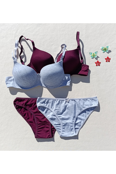 siyalife 2-Piece Push up Padded Micro Bra and Panty Underwear Set