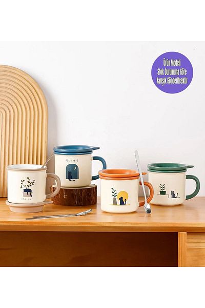 Gift Moda Minimalist Ceramic Mug with Cat Figure