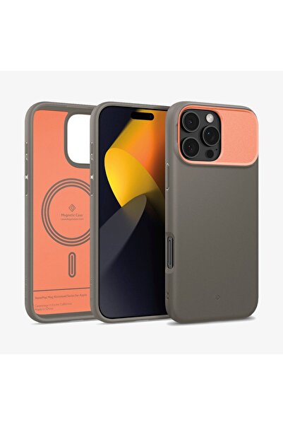 Spigen Caseology iPhone 16 Pro Max Kılıf Nano Pop Mag MagSafe özellikli Kickstand Papaya Gray - ACS08303