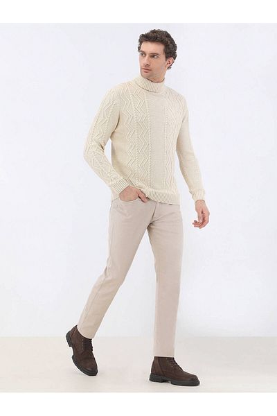 Kip Ecru Half Turtleneck Cotton Blended Knitwear