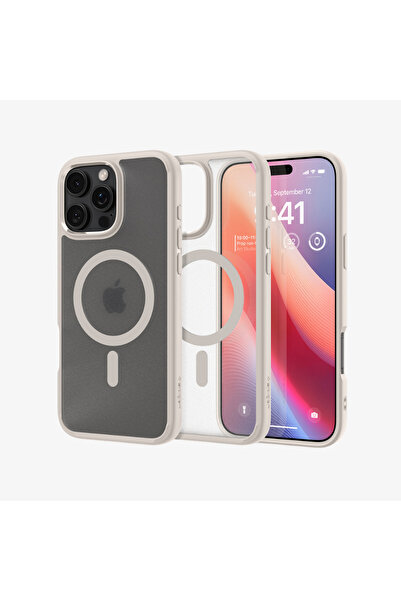 Spigen İphone 16 Pro Kılıf Ultra Hybrid Magfit Magsafe Özellikli Frost Natural Titanium - Acs08138