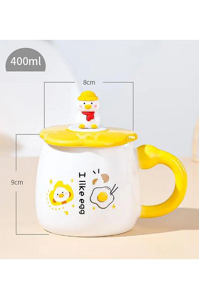 Gift Moda Ceramic Mug with Duck Figure and Lid