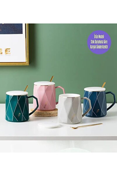 Gift Moda Geometrik Desenli Modern Seramik Kupa