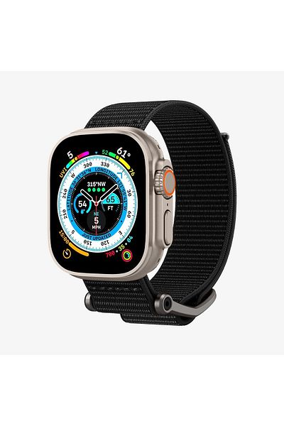 Spigen Apple Watch 49mm Ultra 2/1 - 46mm Seri 10 - 45mm 9/8/7 - 44mm SE2/SE/6/5/4 Kayış Black - AMP02465